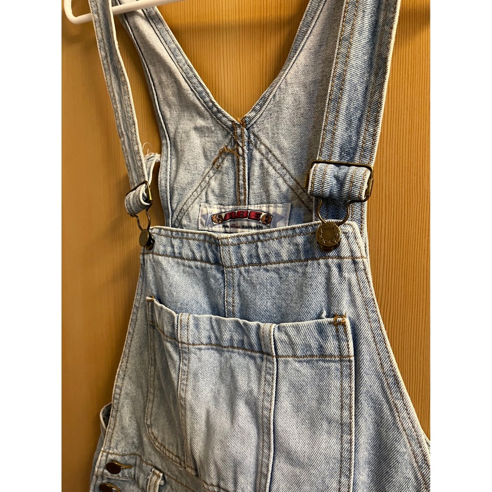 ABE Jeans Denim Shortalls Unisex Small Light Wash Vintage 90s Made in USA 4392 - Picture 8 of 13